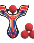Red Racing best slingshot with 4 soft foam balls. Mischief Maker by Mighty Fun!