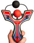 Red Racing best slingshot hand held with ball foam ball. Mischief Maker by Mighty Fun!