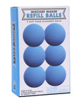 Blue foam slingshot balls for Mischief Maker toy slingshot by Mighty Fun! 6 balls per pack.