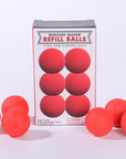 Red foam slingshot balls for Mischief Maker toy slingshot by Mighty Fun! 6 balls per pack.