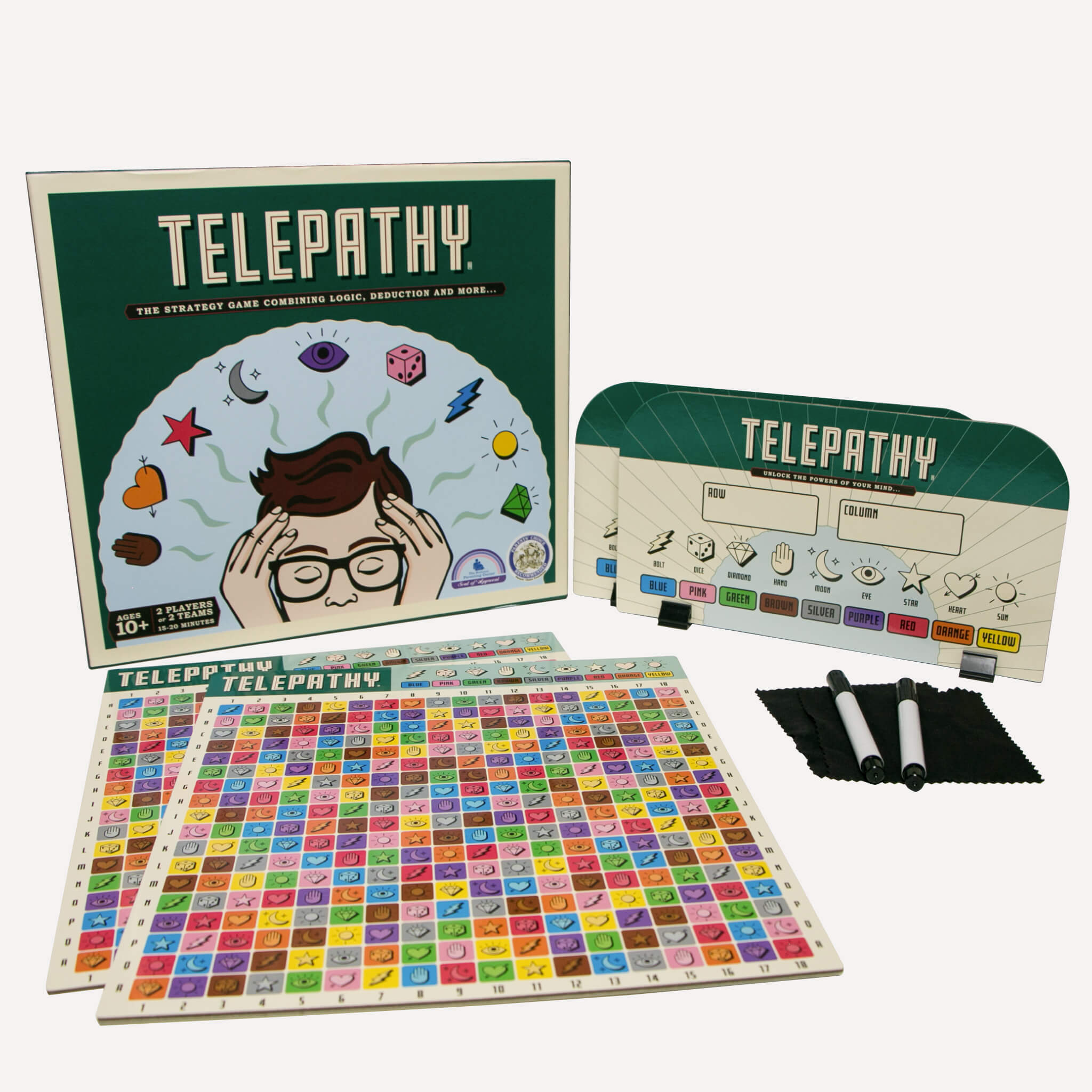 Telepathy Strategy board game for kids by Mighty Fun! Color Box, Ages 10 up