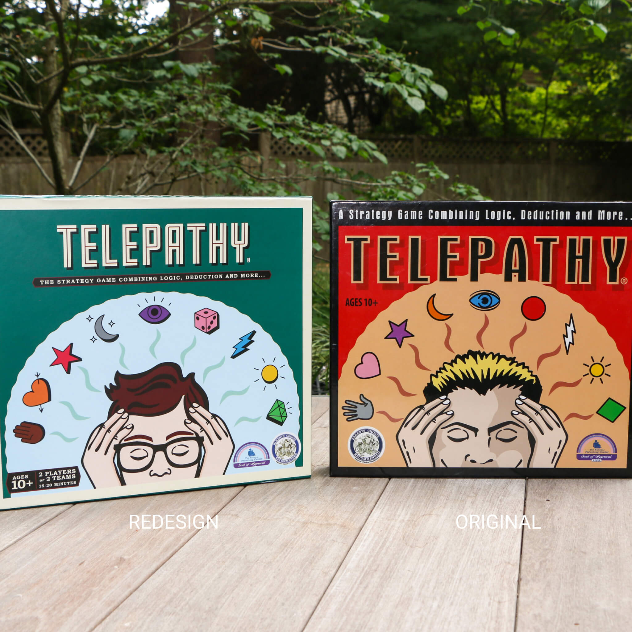 Telepathy Strategy board game for kids by Mighty Fun! Color Box, Ages 10 up. Old vs. New.