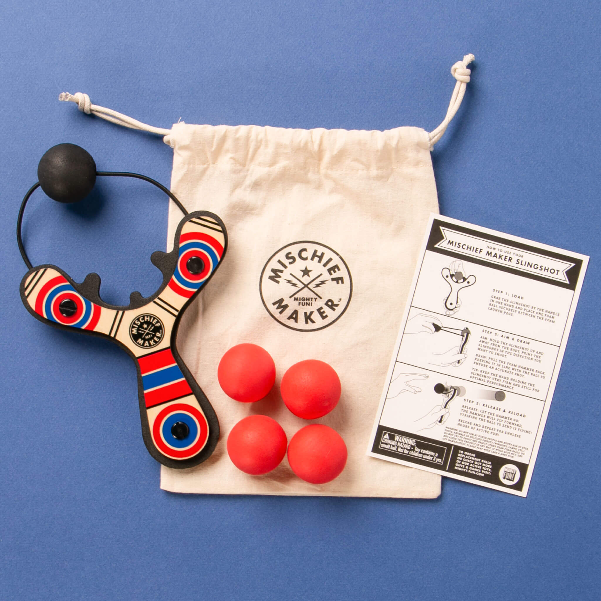 Red Classic Slingshot four foam balls and storage bag