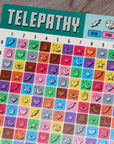 Telepathy Strategy board game details. Game Board being used. For Ages 10 up by Mighty Fun!