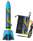 Blue Airo Rocket toy rocket with hand launcher and storage bag by Mighty Fun!