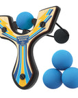 Blue Racing best slingshot with 4 soft foam balls. Mischief Maker by Mighty Fun!