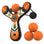 Orange Classic wood slingshot with 4 soft foam balls. Mischief Maker by Mighty Fun!