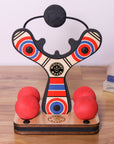 Wood toy slingshot stand. Holds 1 Mischief Maker Slingshot and 4 soft foam balls by Mighty Fun!