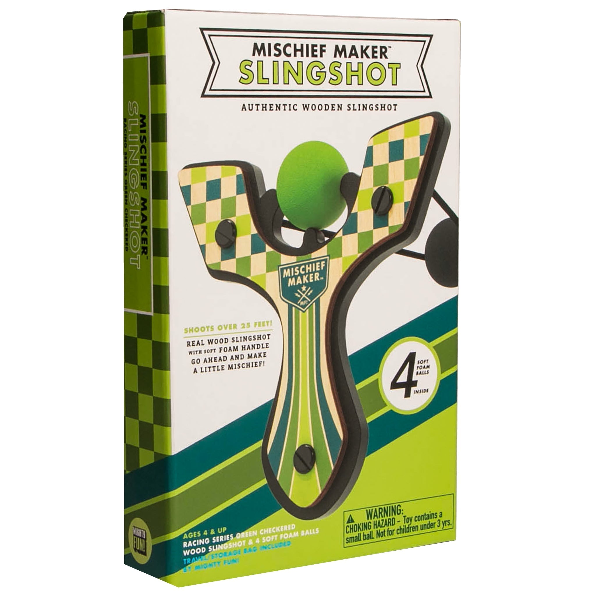 Green Racing best slingshot color kids gift box. Mischief Maker by Mighty Fun!