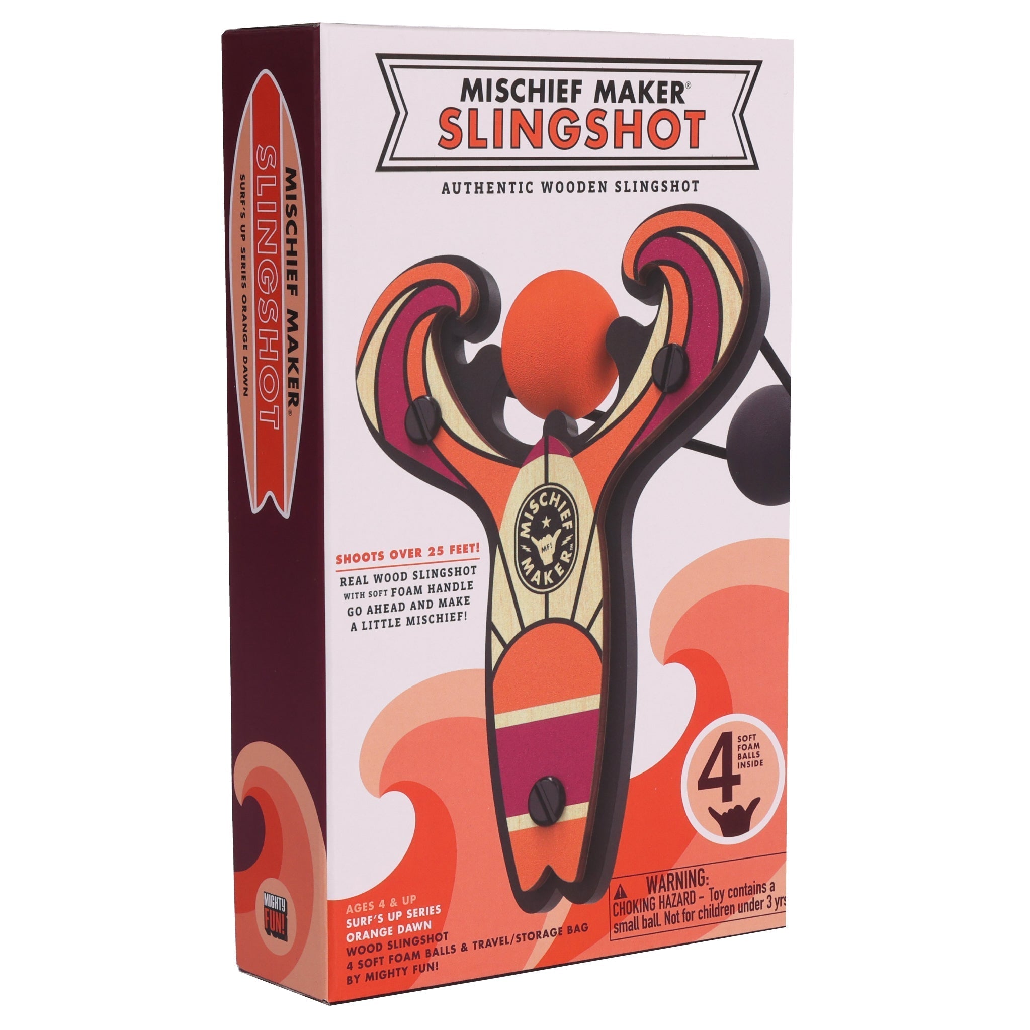 Orange Surf’s Up toy slingshot color kids gift box. Mischief Maker by Mighty Fun!
