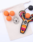 Orange Surf’s Up toy slingshot with 4 soft foam balls and storage bag. Mischief Maker by Mighty Fun!