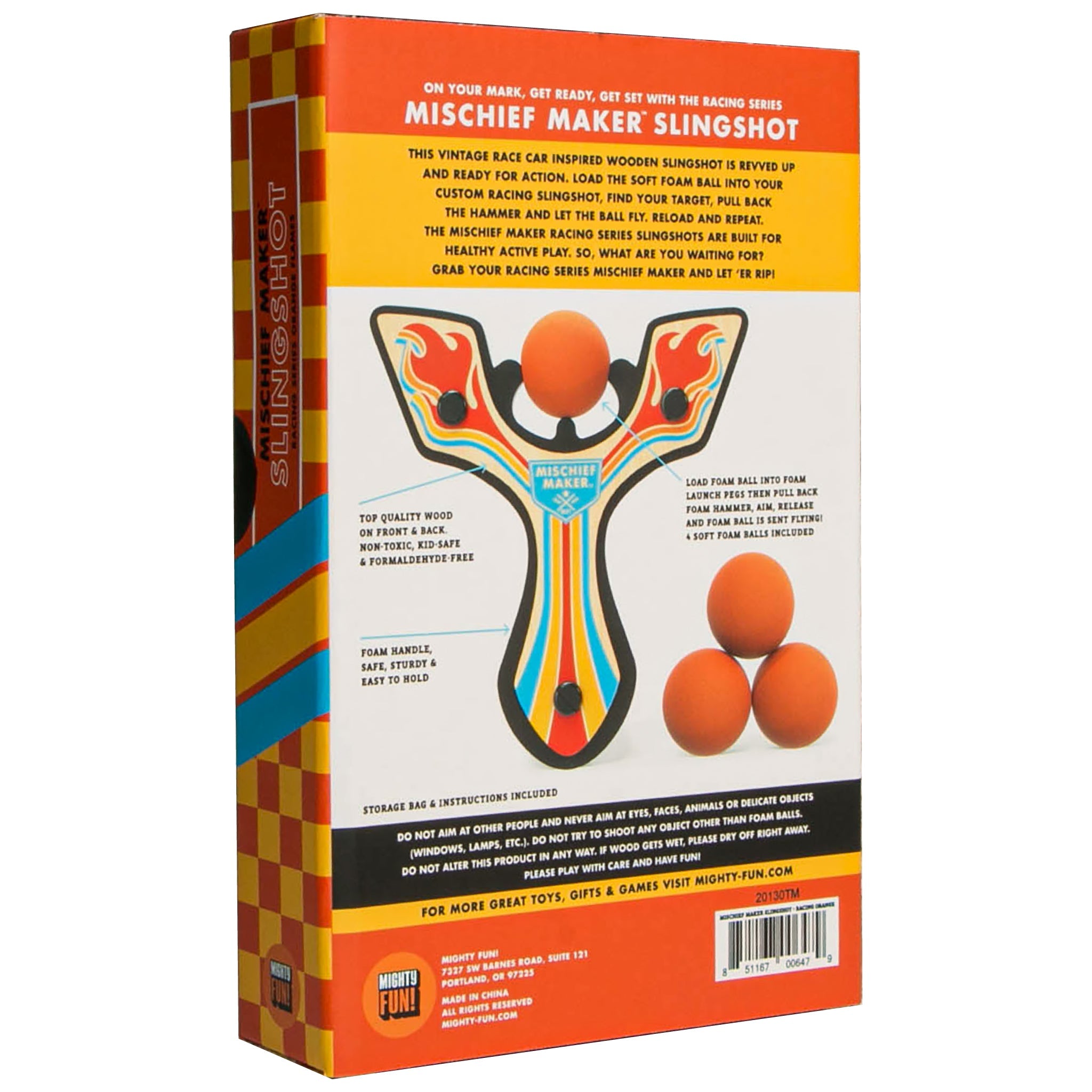 Orange Racing best slingshot color kids gift box. Mischief Maker by Mighty Fun! 