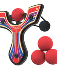 Red Racing best slingshot with 4 soft foam balls. Mischief Maker by Mighty Fun!