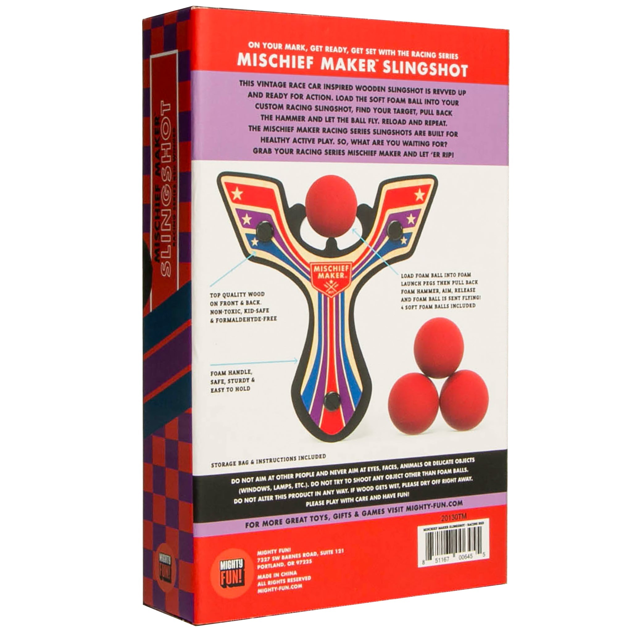 Red Racing best slingshot color kids gift box. Mischief Maker by Mighty Fun!