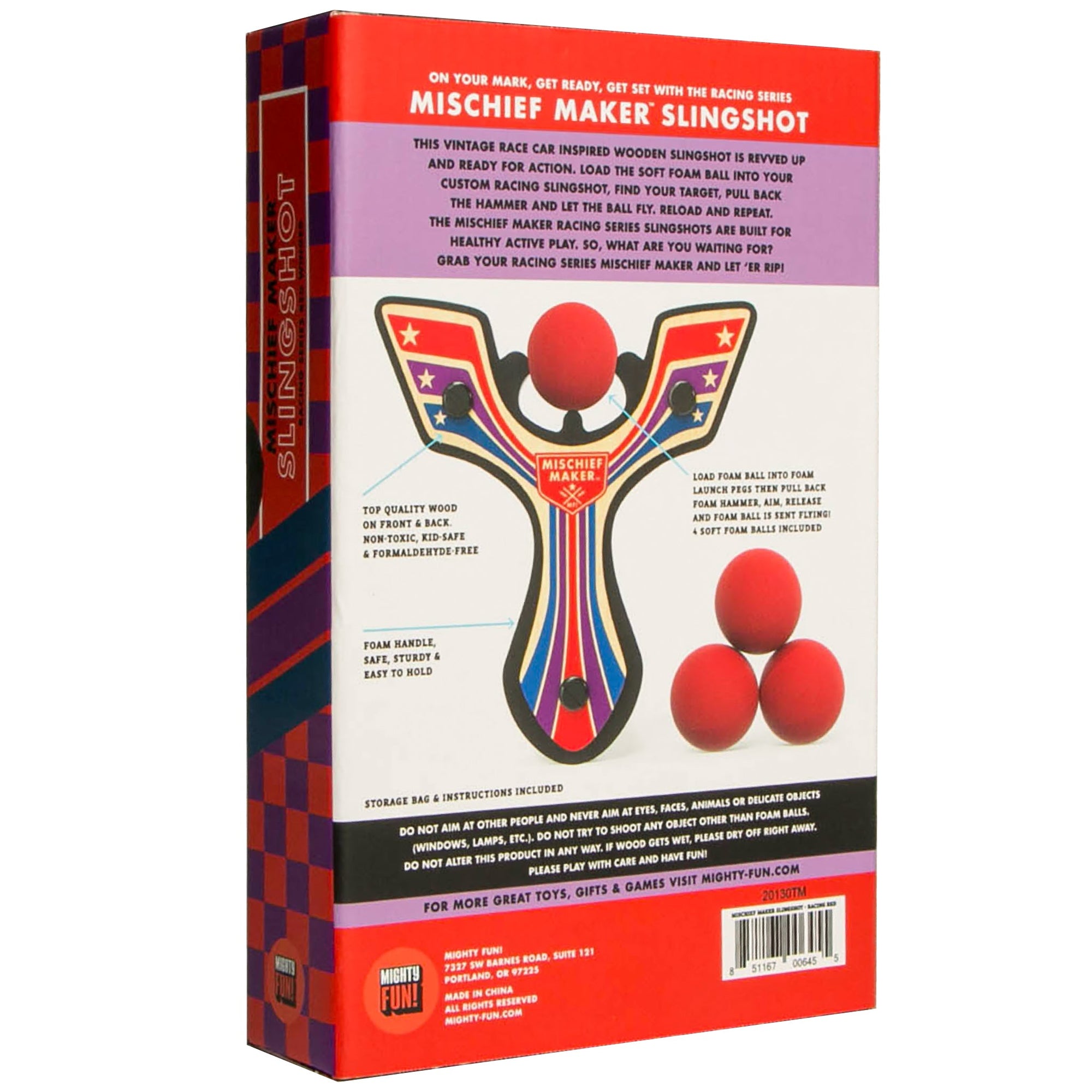Red Racing best slingshot color kids gift box. Mischief Maker by Mighty Fun!