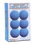 Blue foam slingshot balls for Mischief Maker toy slingshot by Mighty Fun! 6 balls per pack. 