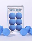 Blue foam slingshot balls for Mischief Maker toy slingshot by Mighty Fun! 6 balls per pack.