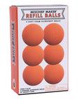 Orange foam slingshot balls for Mischief Maker toy slingshot by Mighty Fun! 6 balls per pack.