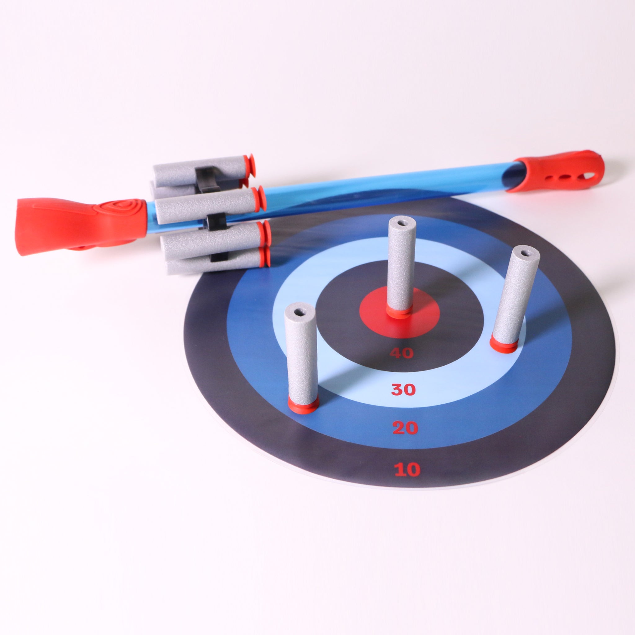 Blow Darts target set by Mighty Fun! Includes 6 darts, ammo holder and target.