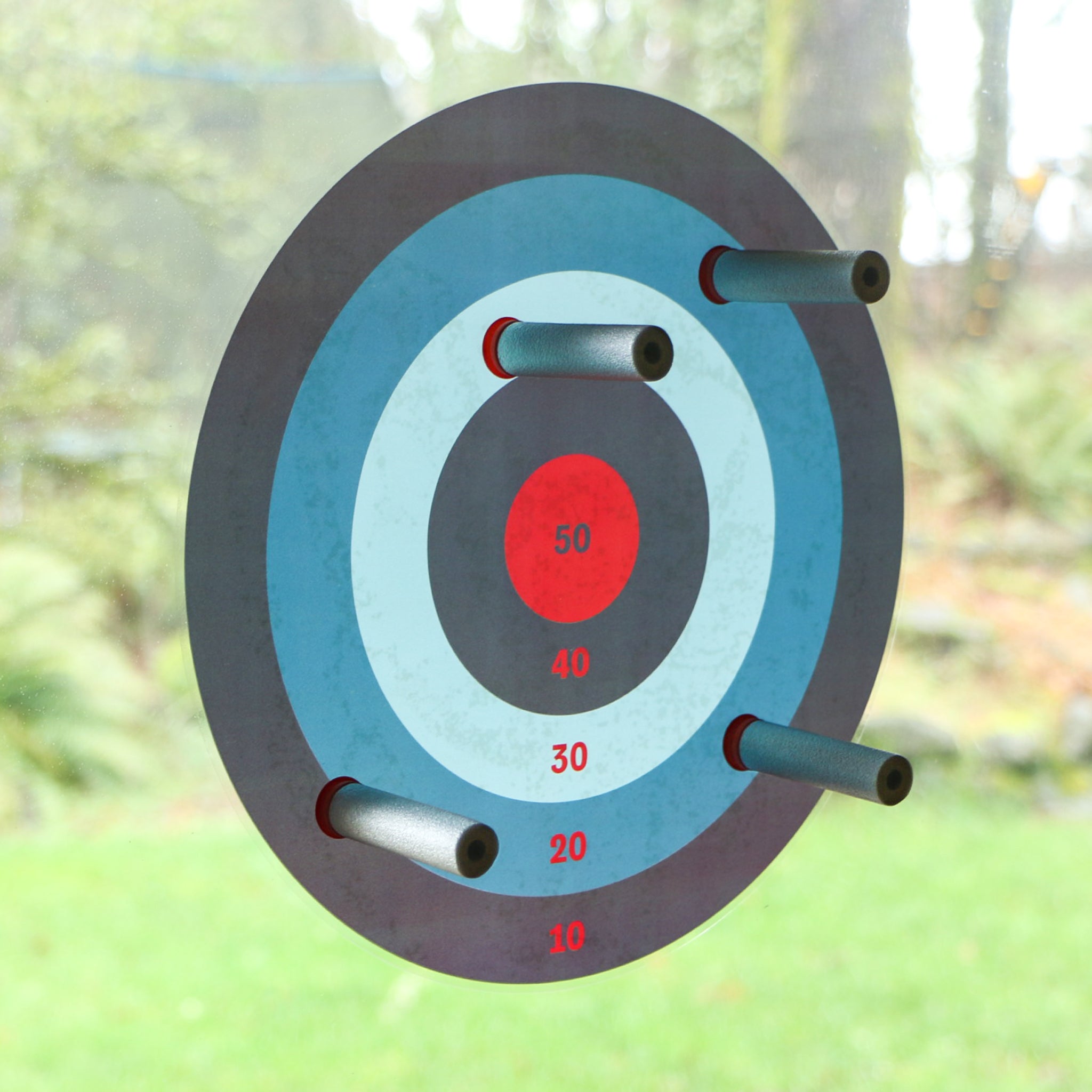 Blow Darts target set by Mighty Fun! Includes 6 darts, ammo holder and target.