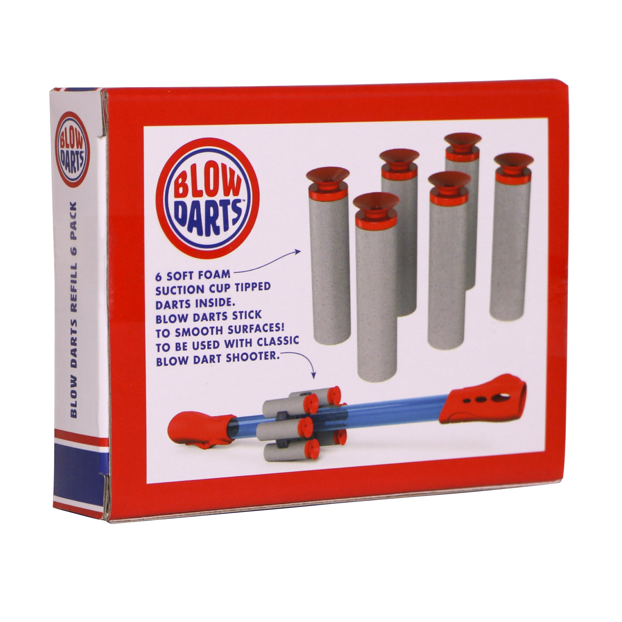 Refill Darts for Blow Darts target set by Mighty Fun! 6 foam darts in each color gift box.